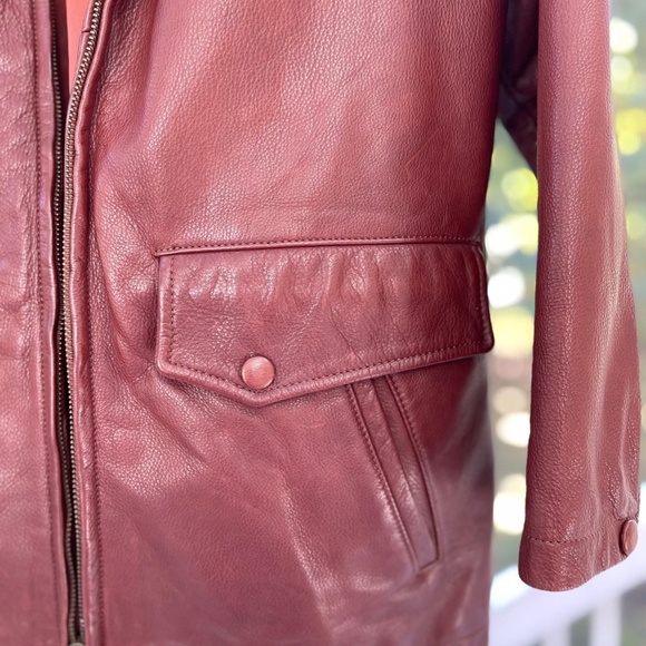 Coach Womens Brown Leather Jacket D6K-0963 Pockets Zipper Snap Cuffs-Size Medium - Picture 5 of 9